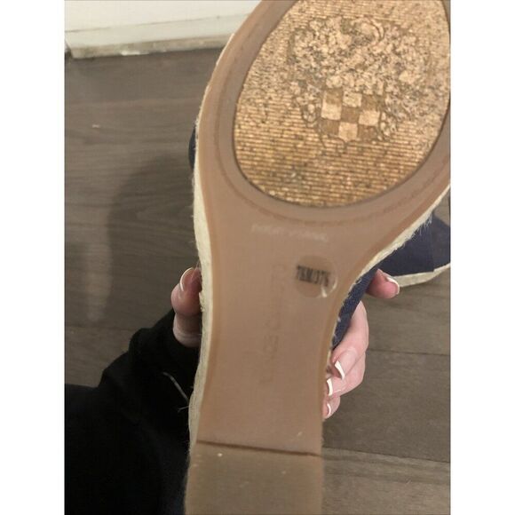 Vince Camuto Womens Blue Beige Espadrilles Wedge Peep Toe 7.5 - Picture 6 of 6